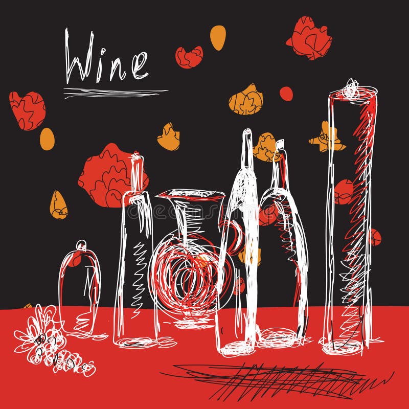 De achtergrond van de wijn met flessen royalty-vrije illustratie De achtergrond van de wijn met flessen royalty-vrije illustratie