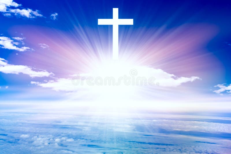 De achtergrond van de godsdienst Jesus in de hemel Paradijshemel Licht in hemel