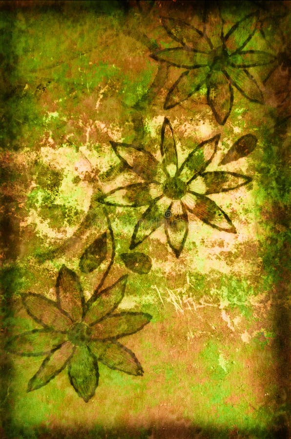 De Achtergrond van Grunge met Bloemen en Krassen stock afbeelding De Achtergrond van Grunge met Bloemen en Krassen stock afbeelding