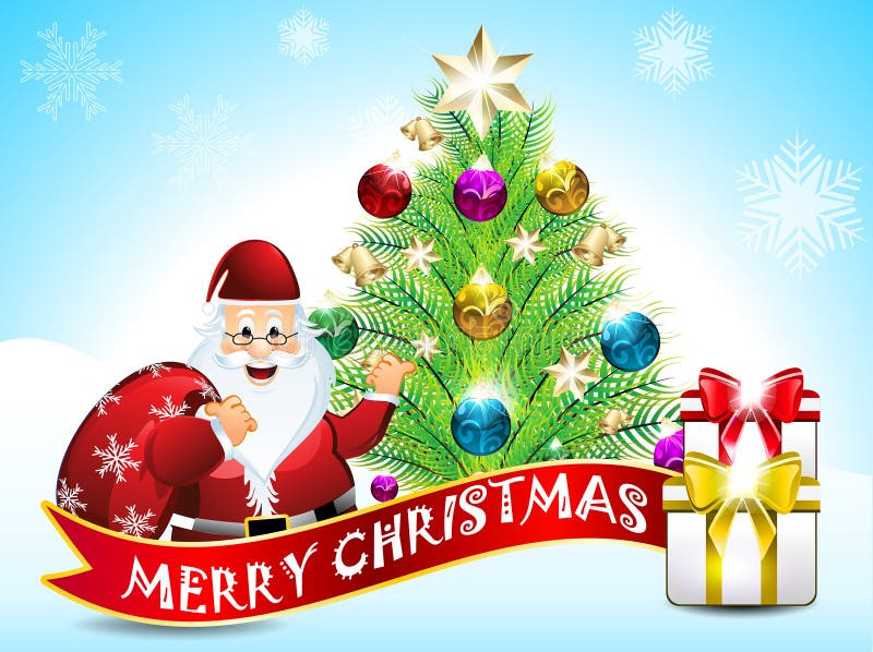 De achtergrond van Kerstmis met de Kerstman vector illustratie De achtergrond van Kerstmis met de Kerstman vector illustratie