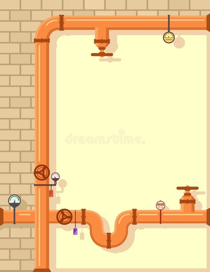 De achtergrond van de pijpleidingsbouw met muur vector illustratie De achtergrond van de pijpleidingsbouw met muur vector illustratie