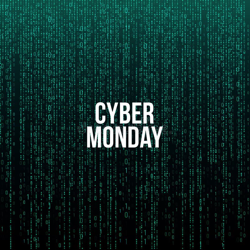 De affiche van de Cybermaandag Witte tekst op de groene achtergrond van de computercode, vectorillustratie vector illustratie