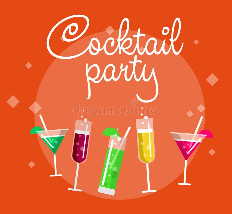 De affiche van de cocktail partyzomer met alcoholdranken in glazen op blauwe vectorillustratie als achtergrond vector illustratie De affiche van de cocktail partyzomer met alcoholdranken in glazen op blauwe vectorillustratie als achtergrond vector illustratie