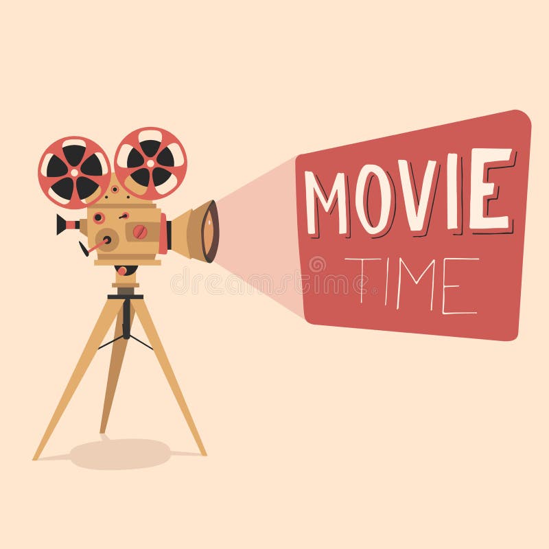 De affiche van de filmtijd De vectorillustratie van het beeldverhaal Bioskoopfilm stock illustratie De affiche van de filmtijd De vectorillustratie van het beeldverhaal Bioskoopfilm stock illustratie