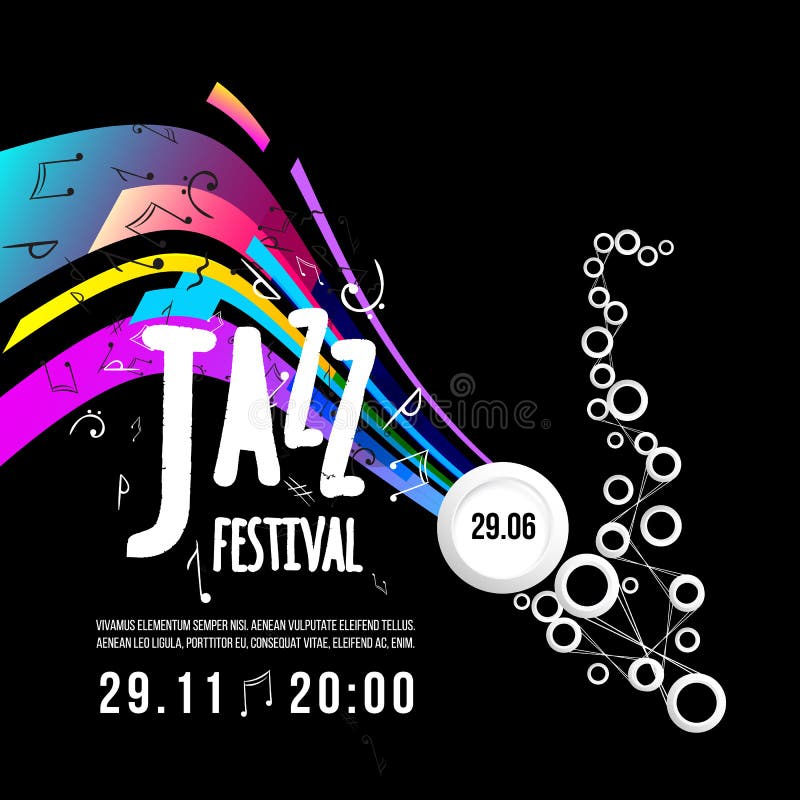 De affichemalplaatje van het jazzfestival Jazz Music saxophone Internationale jazzdag Vector ontwerpelement royalty-vrije illustratie De affichemalplaatje van het jazzfestival Jazz Music saxophone Internationale jazzdag Vector ontwerpelement royalty-vrije illustratie