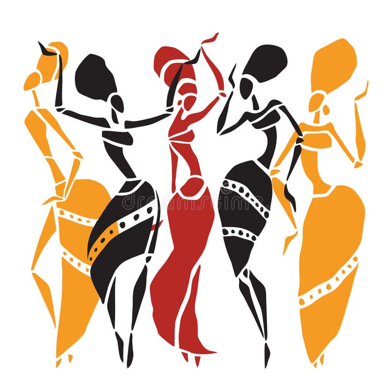 De Afrikaanse dansers silhouetteren reeks stock illustratie De Afrikaanse dansers silhouetteren reeks stock illustratie
