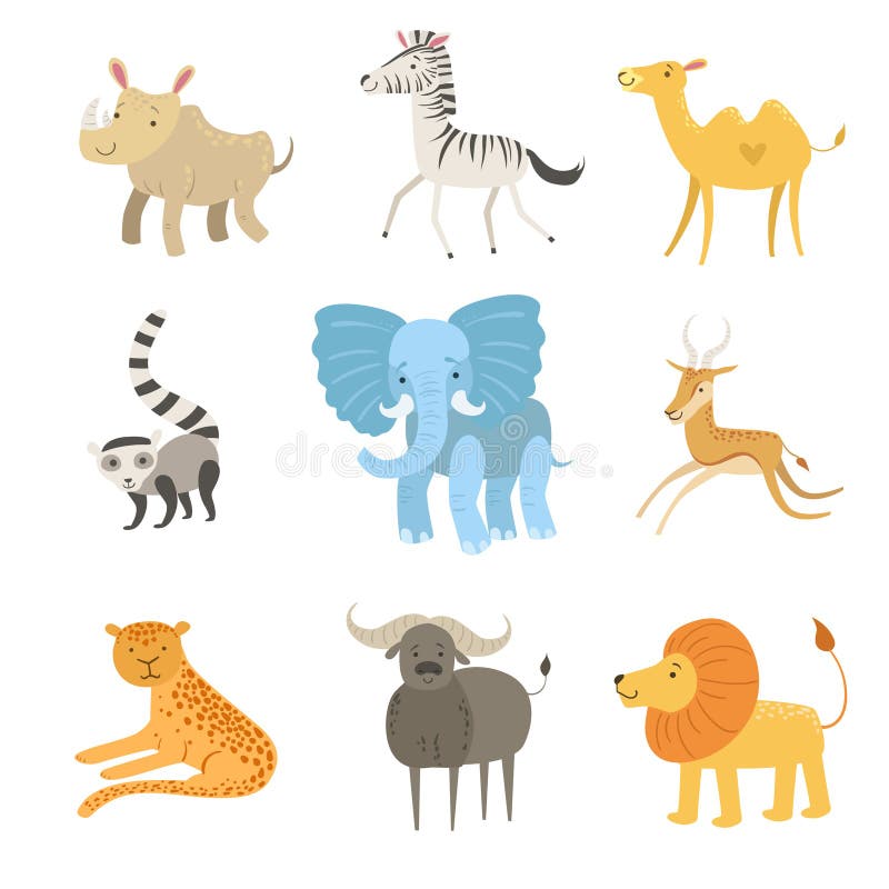 De Afrikaanse Reeks van de Dierenillustratie stock illustratie De Afrikaanse Reeks van de Dierenillustratie stock illustratie