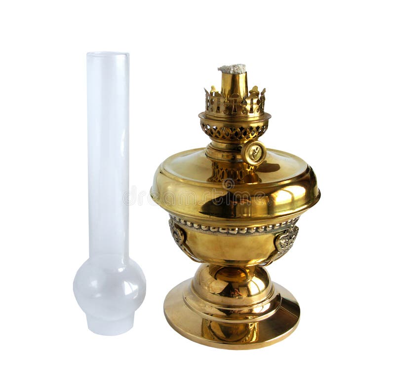 De antieke lamp van de messingskerosine stock foto De antieke lamp van de messingskerosine stock foto