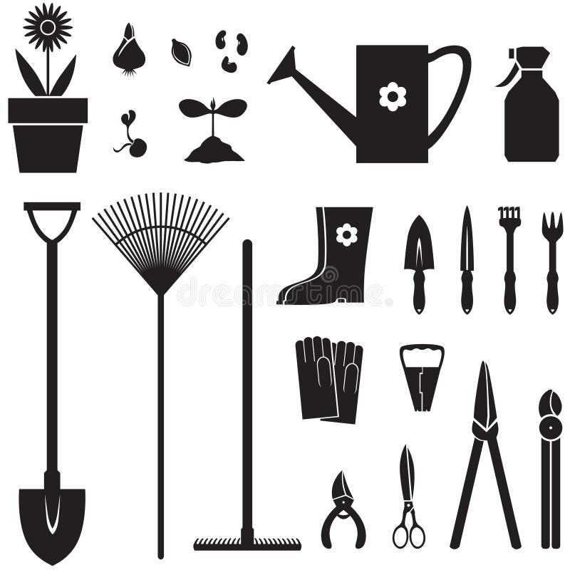 De apparatuur van de tuin reeks stock illustratie De apparatuur van de tuin reeks stock illustratie