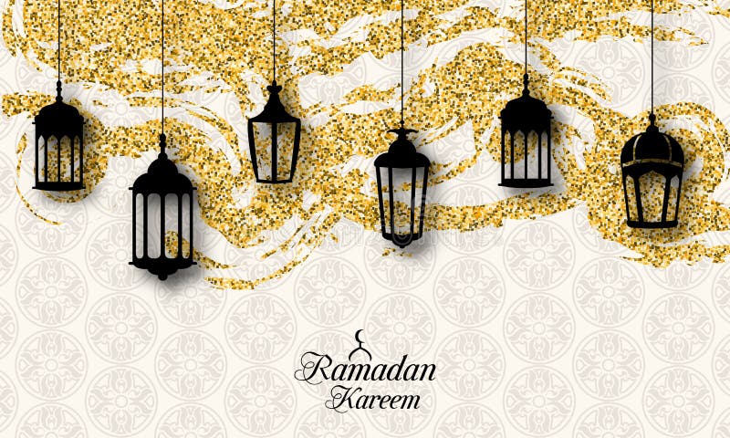 De Arabische Lantaarns, Fanoos voor Islamitisch Ramadan Kareem, schitteren Kaart stock illustratie De Arabische Lantaarns, Fanoos voor Islamitisch Ramadan Kareem, schitteren Kaart stock illustratie