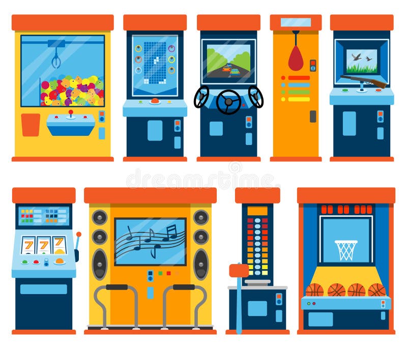 De arcade van de spelmachine vector het gokken spelen in casino gamesome gokker of gamer gewed in gameplay de machines van de gok vector illustratie De arcade van de spelmachine vector het gokken spelen in casino gamesome gokker of gamer gewed in gameplay de machines van de gok vector illustratie