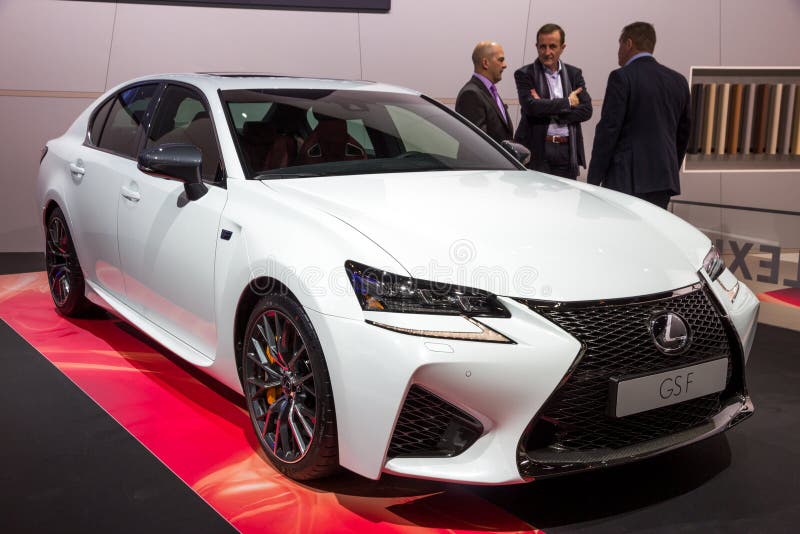 BRUSSELS - JAN 12, 2016: Lexus GS F luxury sedan car showcased at the Brussels Motor Show. BRUSSELS - JAN 12, 2016: Lexus GS F luxury sedan car showcased at the Brussels Motor Show.