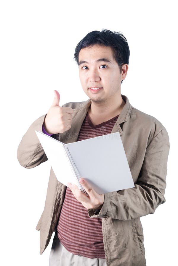 De Aziatisch pen van de zakenmanholding en het schrijven geïsoleerd notitieboekje, stock foto De Aziatisch pen van de zakenmanholding en het schrijven geïsoleerd notitieboekje, stock foto