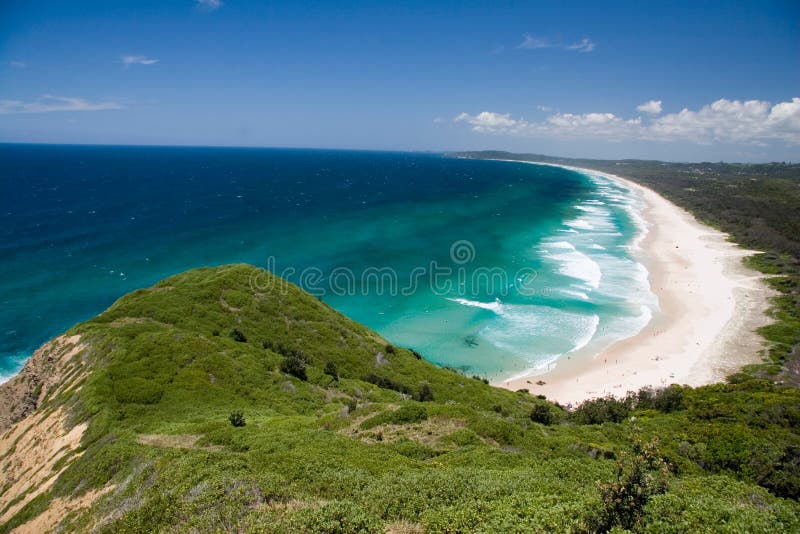 De Baai van Byron van het Strand van de talk stock afbeeldingen De Baai van Byron van het Strand van de talk stock afbeeldingen