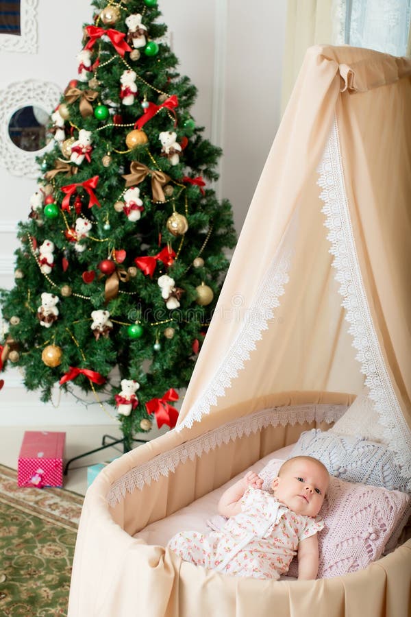 De baby is in de wieg Kerstmis royalty-vrije stock afbeelding De baby is in de wieg Kerstmis royalty-vrije stock afbeelding