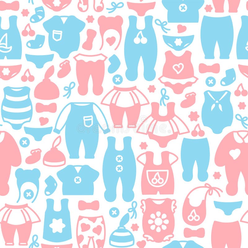 Naadloos patroon met babykleding vector illustratie