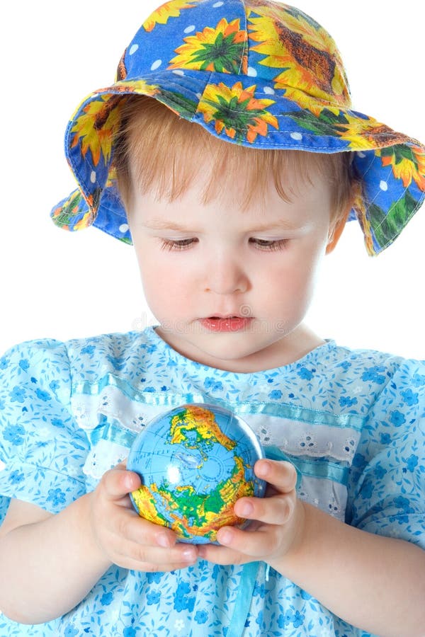 De baby van de schoonheid met bol stock afbeelding De baby van de schoonheid met bol stock afbeelding
