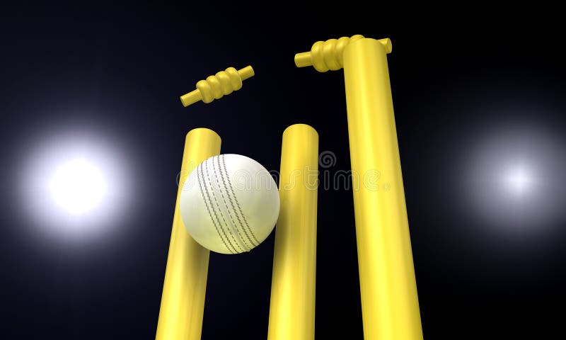 De Bal die van de veenmol Wickets raakt bij Nacht vector illustratie De Bal die van de veenmol Wickets raakt bij Nacht vector illustratie