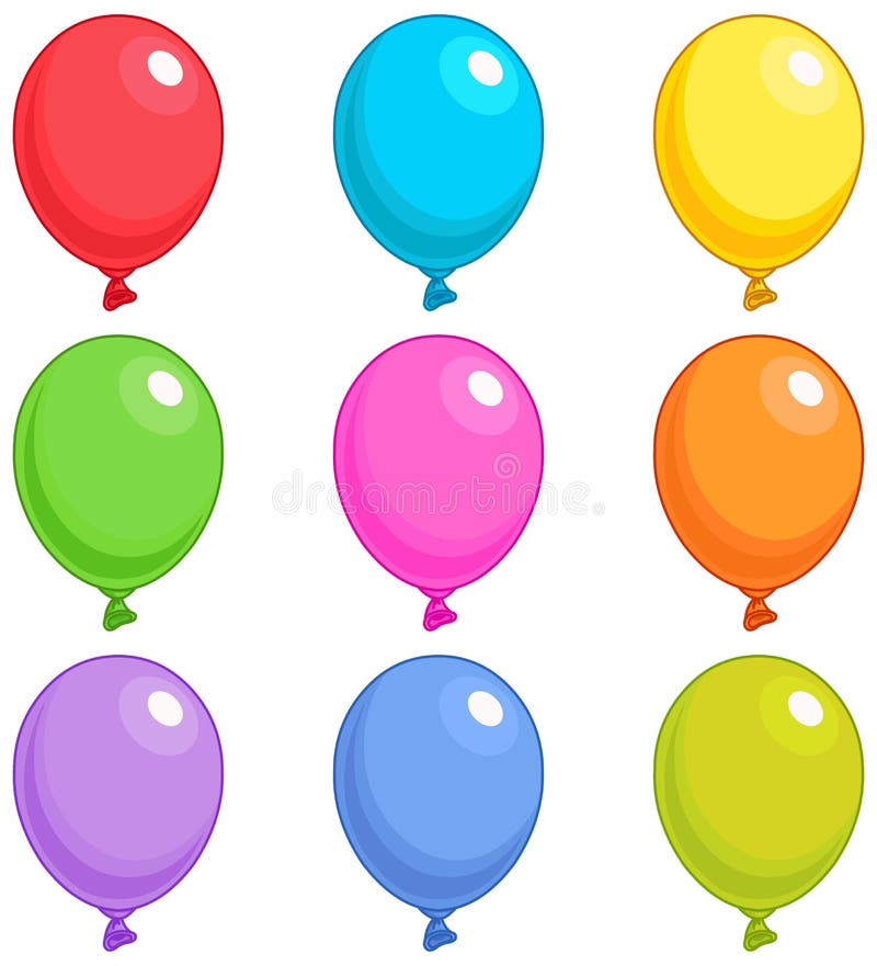 Illustration of Balloons in different colors. Illustration of Balloons in different colors