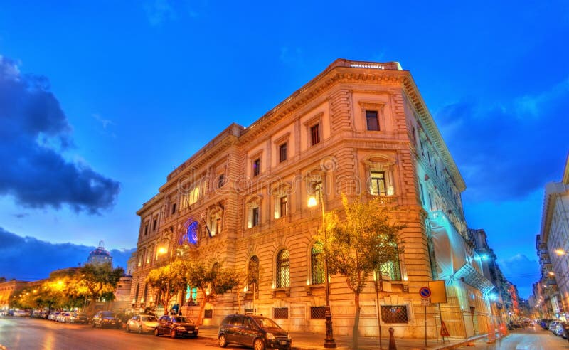 The Bank of Italy building in the old town of Palermo - Sicily, Italy. The Bank of Italy building in the old town of Palermo - Sicily, Italy