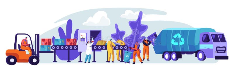 De Banner van de afvalfabriek Recyclingsprocédé om Industrieel afval in Nieuw Materiaal en Voorwerp Om te zetten Sparen Aard, Lag royalty-vrije illustratie De Banner van de afvalfabriek Recyclingsprocédé om Industrieel afval in Nieuw Materiaal en Voorwerp Om te zetten Sparen Aard, Lag royalty-vrije illustratie