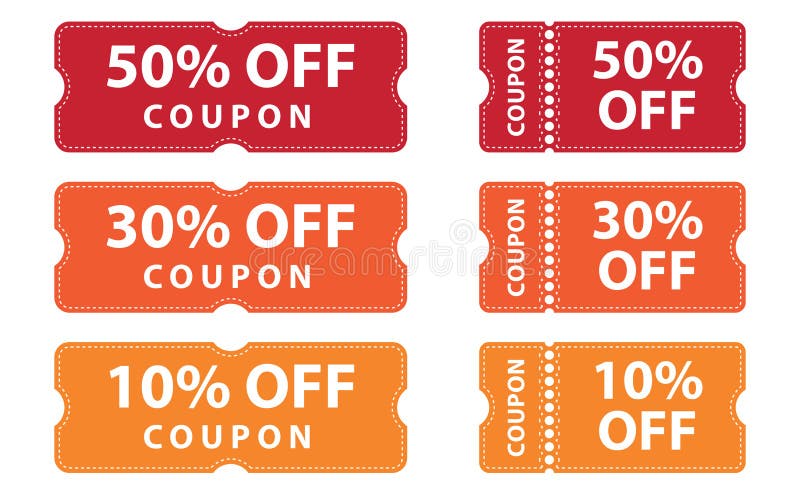 De banner van de couponskorting 50%, 30% en 10% van aanbiedingen stock illustratie De banner van de couponskorting 50%, 30% en 10% van aanbiedingen stock illustratie