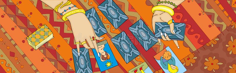 De Banner van de Hand van de Lezing van de Kaart van het tarot stock illustratie De Banner van de Hand van de Lezing van de Kaart van het tarot stock illustratie