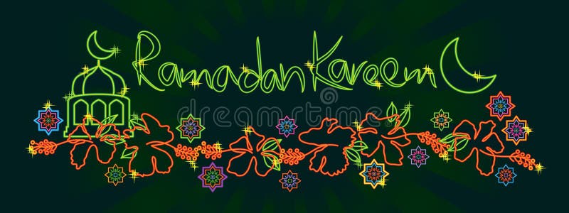 De banner van de hibiscusramadan kareem van Maleisië vector illustratie De banner van de hibiscusramadan kareem van Maleisië vector illustratie