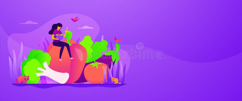 De bannerconcept van het vegetarismeweb vector illustratie De bannerconcept van het vegetarismeweb vector illustratie