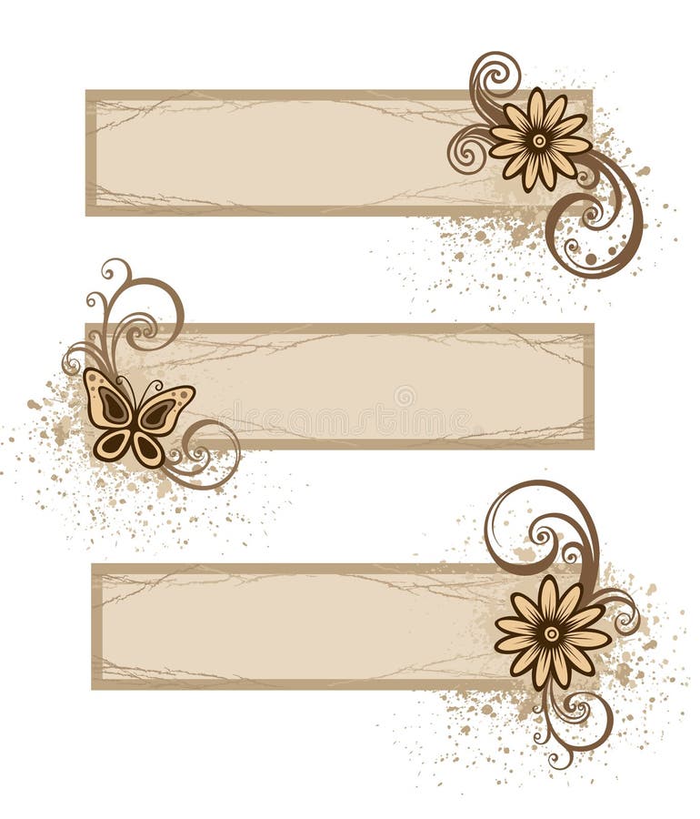 De banners van Grunge met bloemen vector illustratie De banners van Grunge met bloemen vector illustratie