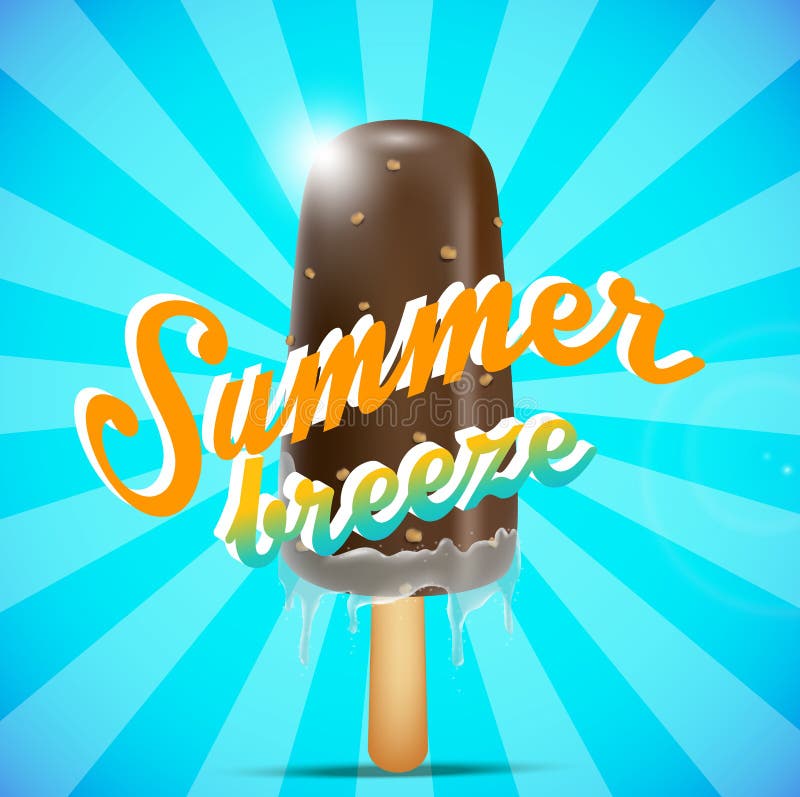 De bar van het chocoladeroomijs op een stok, het concept van de de zomerwind royalty-vrije illustratie De bar van het chocoladeroomijs op een stok, het concept van de de zomerwind royalty-vrije illustratie