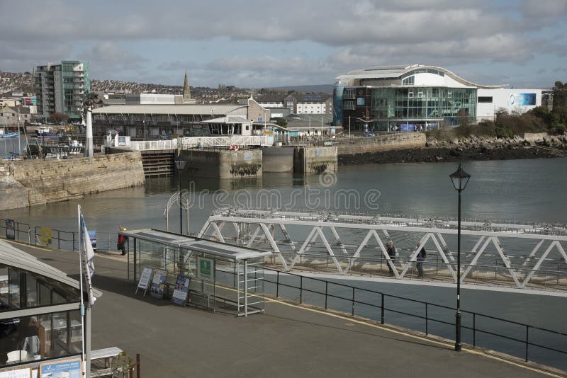 De Barbacanewaterkant in Plymouth het UK stock afbeeldingen De Barbacanewaterkant in Plymouth het UK stock afbeeldingen