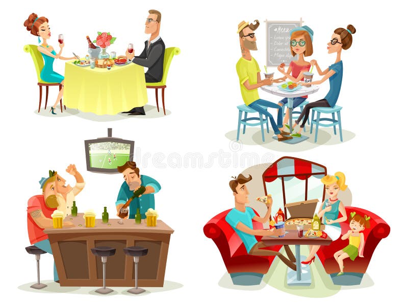 De Barmensen van de restaurantkoffie 4 Pictogrammen vector illustratie De Barmensen van de restaurantkoffie 4 Pictogrammen vector illustratie