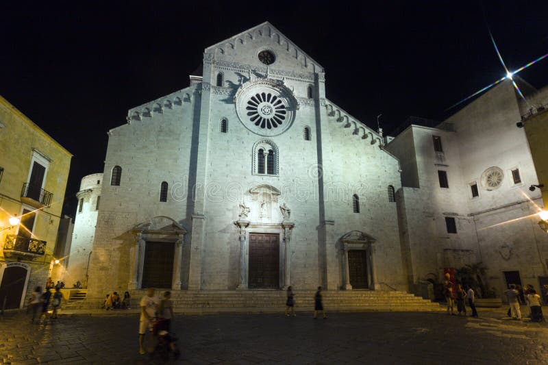 A night view from street about The Basilica of Saint Nicholas in Bari. A night view from street about The Basilica of Saint Nicholas in Bari