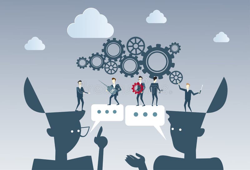 De bedrijfsmensen groeperen zich onder van de het Werk samen Brainstorming van het Radertjewiel het Concept van de het Processtra royalty-vrije illustratie De bedrijfsmensen groeperen zich onder van de het Werk samen Brainstorming van het Radertjewiel het Concept van de het Processtra royalty-vrije illustratie