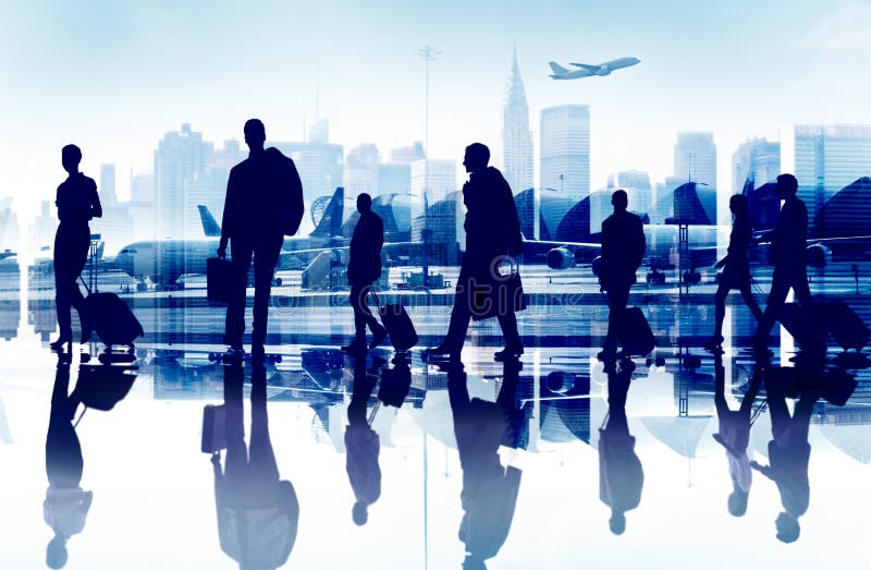 De bedrijfsmensen reizen Collectief Aiport-Passagiersconcept