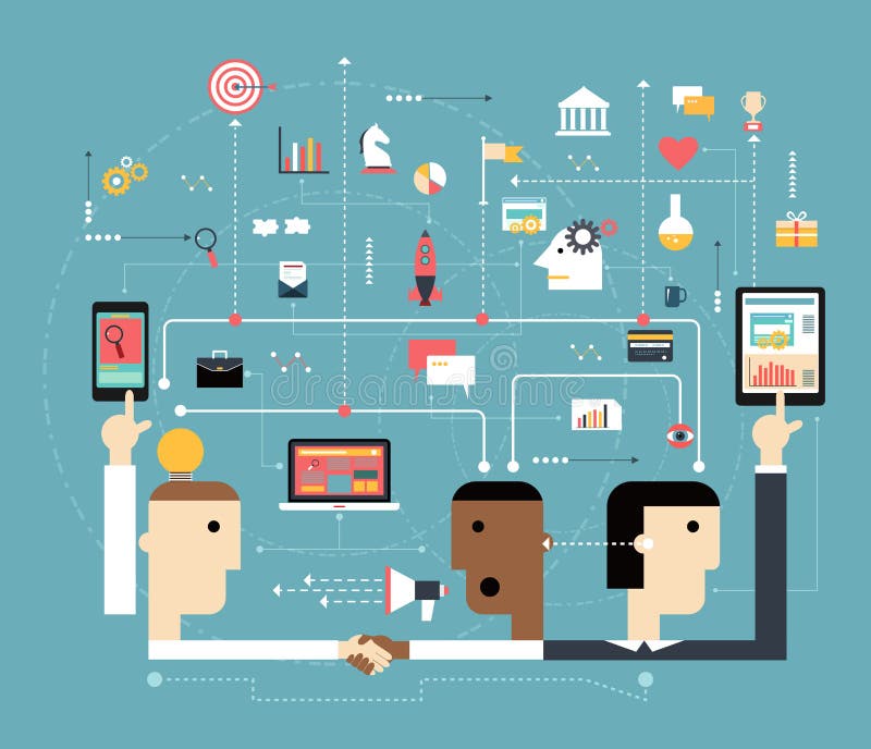 De bedrijfsmensen verbinden de online ruimte vector illustratie De bedrijfsmensen verbinden de online ruimte vector illustratie