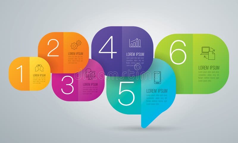 De bedrijfspictogrammen van het Infographicontwerp en met 6 opties vector illustratie De bedrijfspictogrammen van het Infographicontwerp en met 6 opties vector illustratie