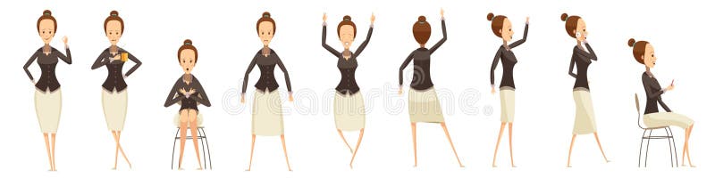 De bedrijfsvrouw in Divers stelt Reeks stock illustratie De bedrijfsvrouw in Divers stelt Reeks stock illustratie