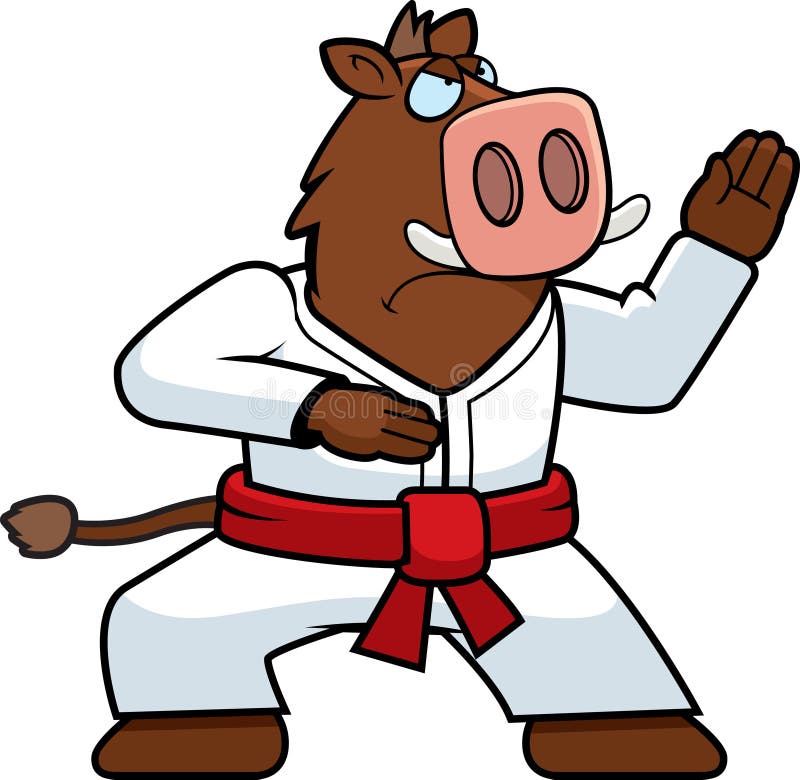 A cartoon boar doing karate. A cartoon boar doing karate.
