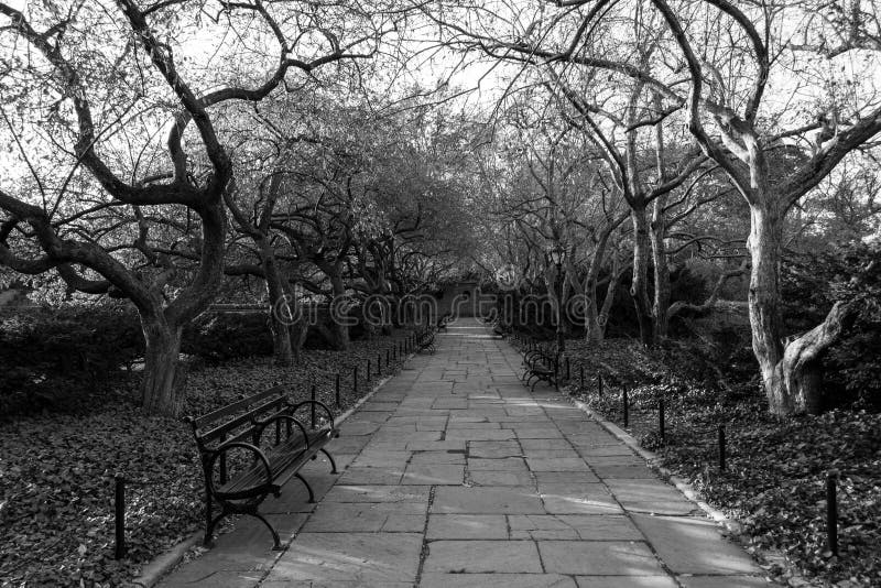 De behoudende tuin is de enige formele tuin in Central Park royalty-vrije stock foto's De behoudende tuin is de enige formele tuin in Central Park royalty-vrije stock foto's