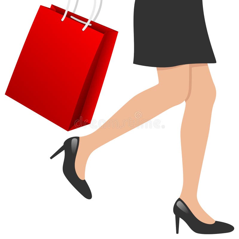 De Benen van de vrouw met het Winkelen Zak stock illustratie De Benen van de vrouw met het Winkelen Zak stock illustratie