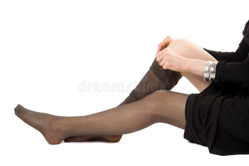 De Benen Van De Vrouw Met Zwarte Panty Stock Afbeelding - Image of  slijtage, menselijk: 4976601