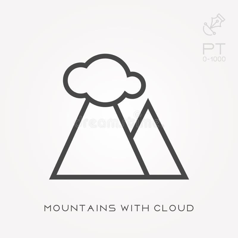De bergen van het lijnpictogram met wolk stock illustratie De bergen van het lijnpictogram met wolk stock illustratie