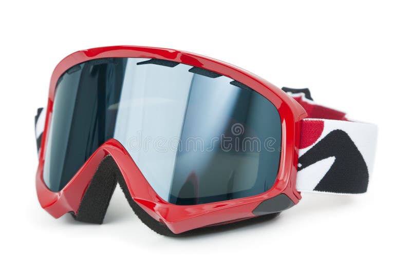 De Beschermende brillen van de ski die op wit worden geïsoleerdl