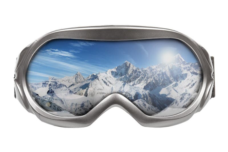 De beschermende brillen van de ski met bezinning van bergen