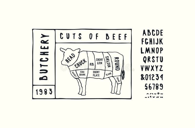 De besnoeiingendiagram van het voorraad vectorrundvlees stock illustratie