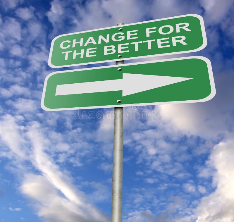 Illustration of a street road sign message Change For The Better, possibly for a business or personal strategy. Illustration of a street road sign message Change For The Better, possibly for a business or personal strategy.