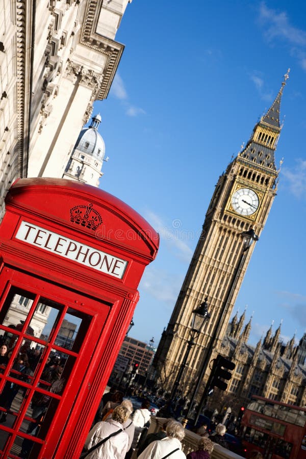 De Big Ben en Rode Telefooncel royalty-vrije stock foto's De Big Ben en Rode Telefooncel royalty-vrije stock foto's