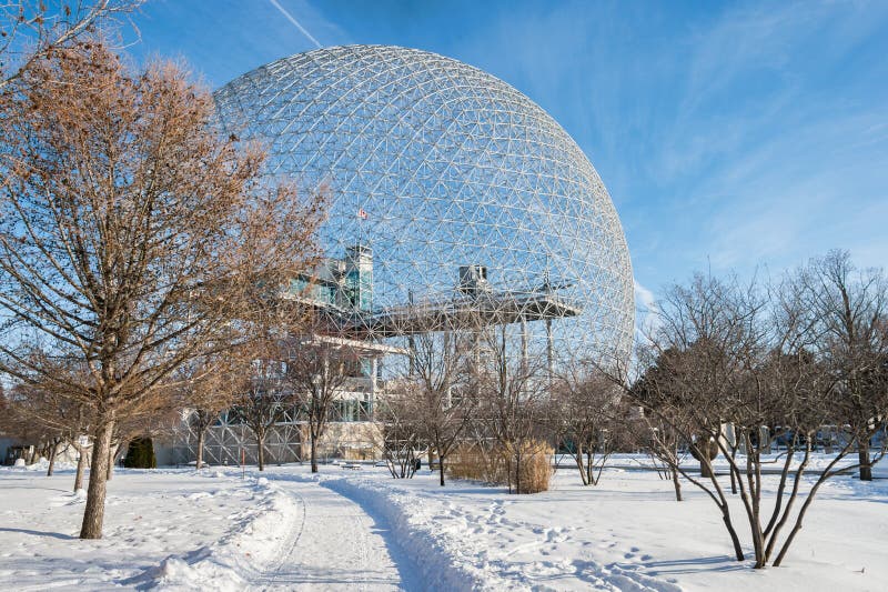 Biosfeer van Montreal in Parc Jean-Drapeau stock afbeeldingen